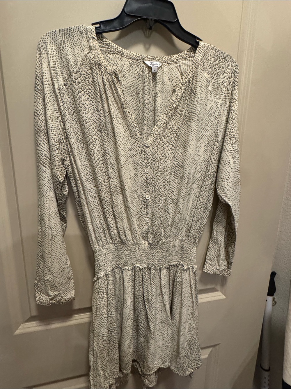 Rails Neutral Snake-Print Long Sleeve Mini Dress